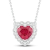 Thumbnail Image 1 of Lab-Created Ruby & White Lab-Created Sapphire Heart Necklace Sterling Silver 18"