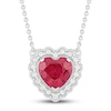 Thumbnail Image 0 of Lab-Created Ruby & White Lab-Created Sapphire Heart Necklace Sterling Silver 18"