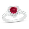 Thumbnail Image 0 of Lab-Created Ruby & White Lab-Created Sapphire Heart Ring Sterling Silver