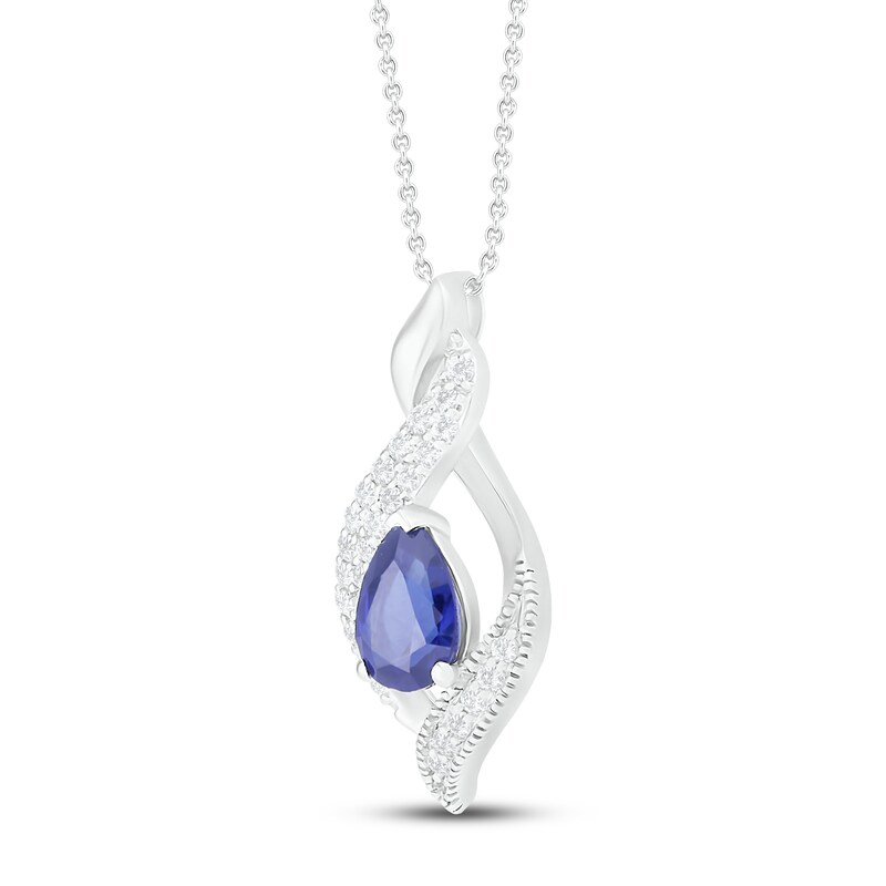 Main Image 2 of Blue & White Lab-Created Sapphire Necklace Sterling Silver 18"