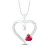 Thumbnail Image 0 of Lab-Created Ruby & White Lab-Created Sapphire Heart Necklace Sterling Silver 18"