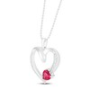 Thumbnail Image 2 of Lab-Created Ruby & White Lab-Created Sapphire Heart Necklace Sterling Silver 18"