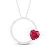 Thumbnail Image 0 of Lab-Created Ruby & Diamond Necklace 1/10 ct tw Sterling Silver 18"