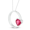 Thumbnail Image 1 of Lab-Created Ruby & Diamond Necklace 1/10 ct tw Sterling Silver 18"