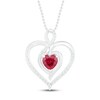 Thumbnail Image 1 of Lab-Created Ruby & White Lab-Created Sapphire Heart Necklace Sterling Silver 18"