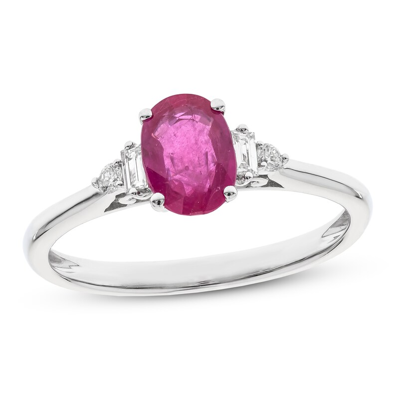 Main Image 1 of Ruby & Diamond Ring 1/10 ct tw 10K White Gold