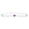 Thumbnail Image 1 of Amethyst & White Lab-Created Sapphire Heart Bracelet Sterling Silver 8"