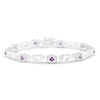 Thumbnail Image 1 of Amethyst & White Lab-Created Sapphire Mom Bracelet Sterling Silver 7.25"