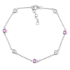 Thumbnail Image 0 of Pink & White Lab-Created Sapphire Anklet Sterling Silver 9"