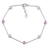 Thumbnail Image 0 of Pink & White Lab-Created Sapphire Anklet Sterling Silver 9"