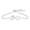 Thumbnail Image 0 of Pink Lab-Created Sapphire & Diamond 'Mom' Bolo Bracelet 1/20 ct tw Sterling Silver/10K Rose Gold