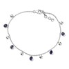 Thumbnail Image 1 of Blue & White Lab-Created Sapphire Anklet Sterling Silver 9"
