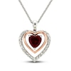 Thumbnail Image 0 of Lab-Created Ruby & White Lab-Created Sapphire Necklace Sterling Silver/14K Rose Gold Plating 18"