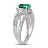 Lab-Created Emerald & White Lab-Created Sapphire Ring Sterling Silver