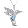 Thumbnail Image 0 of Blue Topaz & White Lab-Created Sapphire Hummingbird Necklace Sterling Silver 18"