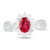 Lab-Created Ruby & White Lab-Created Sapphire Ring Sterling Silver