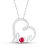 Thumbnail Image 1 of Lab-Created Ruby & White Lab-Created Sapphire Heart Necklace Sterling Silver 18"