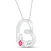 Thumbnail Image 2 of Lab-Created Ruby & White Lab-Created Sapphire Heart Necklace Sterling Silver 18"