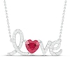 Thumbnail Image 1 of Lab-Created Ruby & White Lab-Created Sapphire Love Necklace Sterling Silver 18"