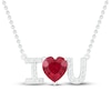 Thumbnail Image 1 of Lab-Created Ruby & White Lab-Created Sapphire I <3 U Necklace Sterling Silver 18"