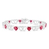 Thumbnail Image 0 of Lab-Created Ruby & White Lab-Created Sapphire Heart Bracelet Sterling Silver 7.25"