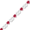 Thumbnail Image 1 of Lab-Created Ruby & White Lab-Created Sapphire Heart Bracelet Sterling Silver 7.25"