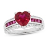 Thumbnail Image 0 of Lab-Created Ruby & White Lab-Created Sapphire Heart Ring Sterling Silver