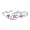Pink Lab-Created Sapphire & Lab-Created Ruby Flower Cuff Bracelet Sterling Silver