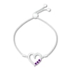 Thumbnail Image 0 of Amethyst & White Lab-Created Sapphire Heart Bolo Bracelet Sterling Silver