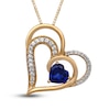 Thumbnail Image 0 of Blue/White Lab-Created Sapphire Heart Necklace Sterling Silver/18K Gold Plated 18"