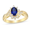Blue & White Lab-Created Sapphire Ring Sterling Silver/14K Yellow Gold Plating