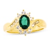 Lab-Created Emerald & White Lab-Created Sapphire Ring Sterling Silver/14K Yellow Gold Plating