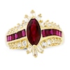 Lab-Created Ruby & White Lab-Created Sapphire Ring Sterling Silver/14K Yellow Gold Plating