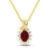 Thumbnail Image 0 of Lab-Created Ruby & White Lab-Created Sapphire Necklace Sterling Silver/14K Yellow Gold Plating 18"