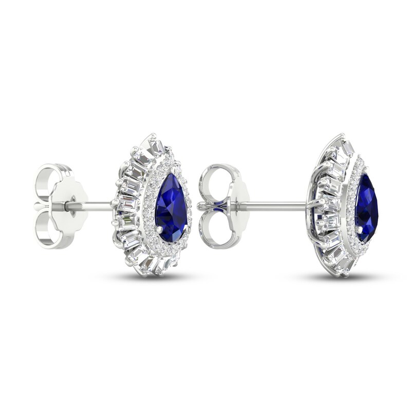 Blue & White Lab-Created Sapphire Earrings Sterling Silver