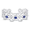 Blue Lab-Created Sapphire Cuff Bracelet 1/15 ct tw Diamonds Sterling Silver