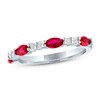 Lab-Created Ruby & White Lab-Created Sapphire Ring Sterling Silver