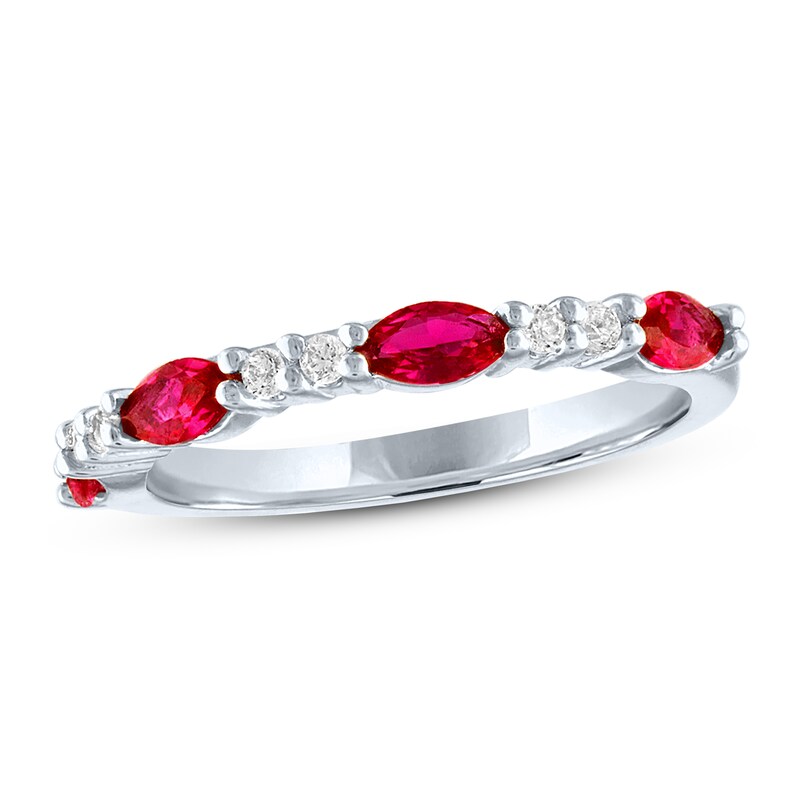 Lab-Created Ruby & White Lab-Created Sapphire Ring Sterling Silver