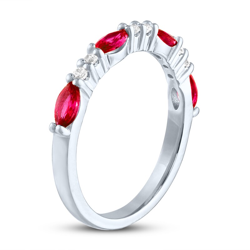 Lab-Created Ruby & White Lab-Created Sapphire Ring Sterling Silver