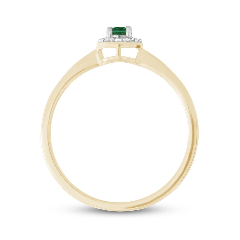 Lab-Created Emerald & Diamond Ring 1/15 ct tw Round-Cut 10K Yellow Gold