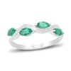 Lab-Created Emerald & White Lab-Created Sapphire Stacking Ring Sterling Silver