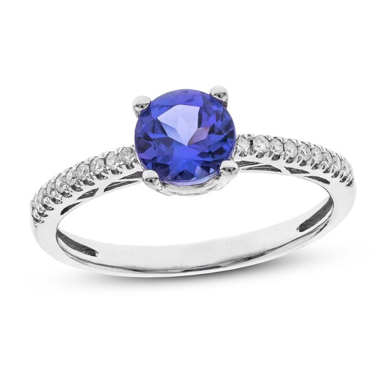 Tanzanite Ring 1/10 ct tw Diamonds 10K White Gold