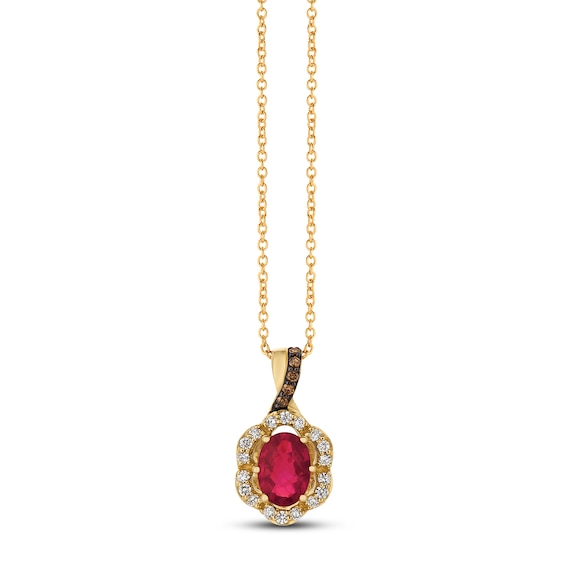 Le Vian Ruby Necklace 1/6 ct tw Diamonds 14K Honey Gold 18"