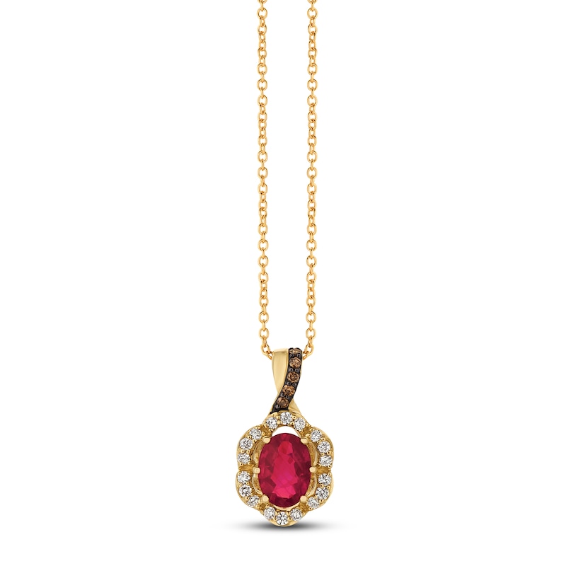 Main Image 1 of Le Vian Ruby Necklace 1/6 ct tw Diamonds 14K Honey Gold 18"