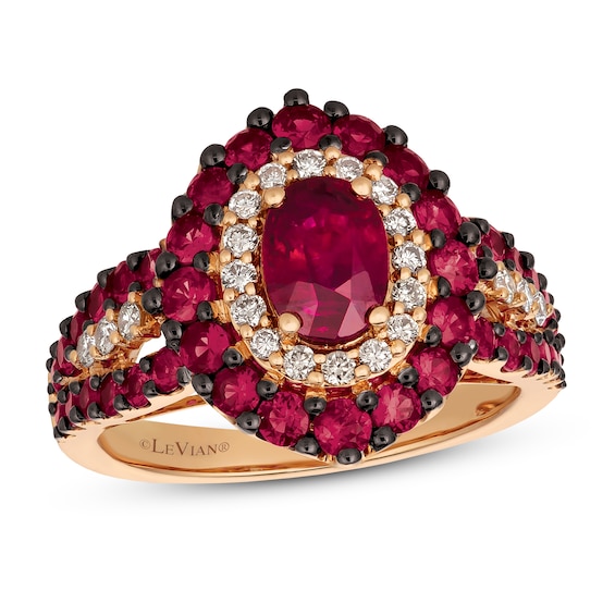 Le Vian Ruby Ring 1/4 ct tw Diamonds 14K Strawberry Gold
