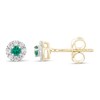 Thumbnail Image 0 of Lab-Created Emerald & Diamond Earrings 1/10 ct tw 10K Yellow Gold