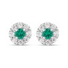 Thumbnail Image 1 of Lab-Created Emerald & Diamond Earrings 1/10 ct tw 10K Yellow Gold