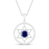 Thumbnail Image 1 of Blue/White Lab-Created Star of David Necklace Round-Cut Sterling Silver 18"