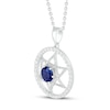 Thumbnail Image 2 of Blue/White Lab-Created Star of David Necklace Round-Cut Sterling Silver 18"