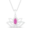 Thumbnail Image 1 of Pink/White Lab-Created Sapphire Lotus Flower Necklace Marquise/Round-Cut Sterling Silver 18"